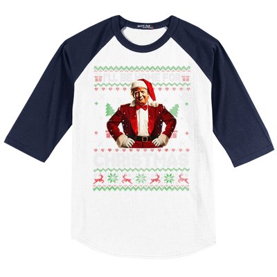 ILl Be Home For Christmas Xmas Trump Pajamas Holiday Santa Baseball Sleeve Shirt