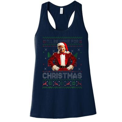 ILl Be Home For Christmas Xmas Trump Pajamas Holiday Santa Women's Racerback Tank