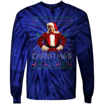 ILl Be Home For Christmas Xmas Trump Pajamas Holiday Santa Tie-Dye Long Sleeve Shirt