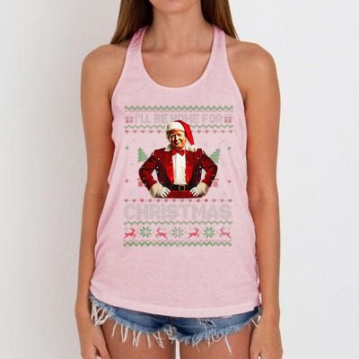 ILl Be Home For Christmas Xmas Trump Pajamas Holiday Santa Women's Knotted Racerback Tank