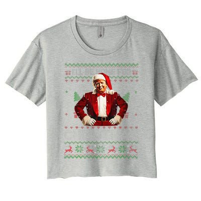 ILl Be Home For Christmas Xmas Trump Pajamas Holiday Santa Women's Crop Top Tee