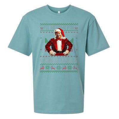 ILl Be Home For Christmas Xmas Trump Pajamas Holiday Santa Sueded Cloud Jersey T-Shirt