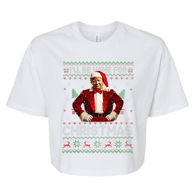 ILl Be Home For Christmas Xmas Trump Pajamas Holiday Santa Bella+Canvas Jersey Crop Tee