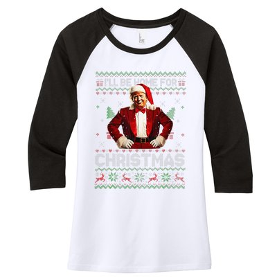 ILl Be Home For Christmas Xmas Trump Pajamas Holiday Santa Women's Tri-Blend 3/4-Sleeve Raglan Shirt