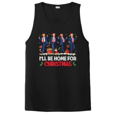 ILl Be Home For Christmas Santa Funny Trump Xmas Pajamas PosiCharge Competitor Tank