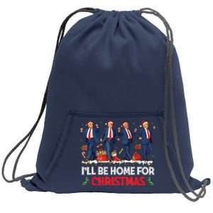 ILl Be Home For Christmas Santa Funny Trump Xmas Pajamas Sweatshirt Cinch Pack Bag