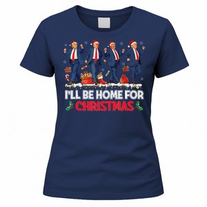 ILl Be Home For Christmas Santa Funny Trump Xmas Pajamas Women's T-Shirt