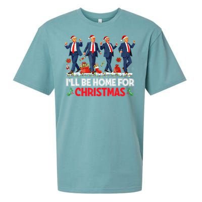 ILl Be Home For Christmas Santa Funny Trump Xmas Pajamas Sueded Cloud Jersey T-Shirt