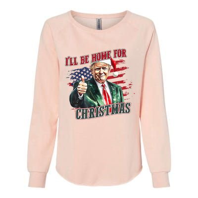 ILl Be Home For Christmas Funny Santa Trump Xmas Pajamas Womens California Wash Sweatshirt