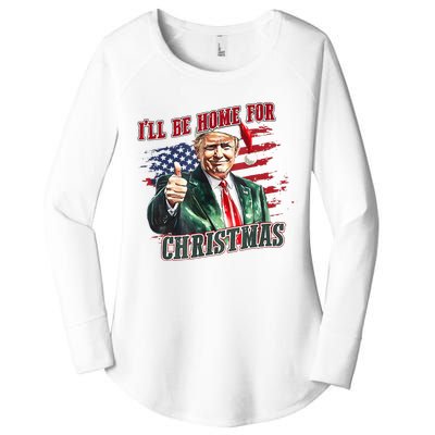 ILl Be Home For Christmas Funny Santa Trump Xmas Pajamas Women's Perfect Tri Tunic Long Sleeve Shirt