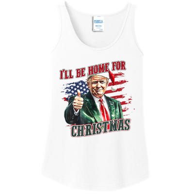 ILl Be Home For Christmas Funny Santa Trump Xmas Pajamas Ladies Essential Tank