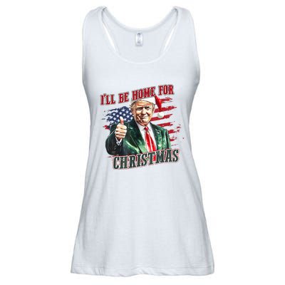 ILl Be Home For Christmas Funny Santa Trump Xmas Pajamas Ladies Essential Flowy Tank