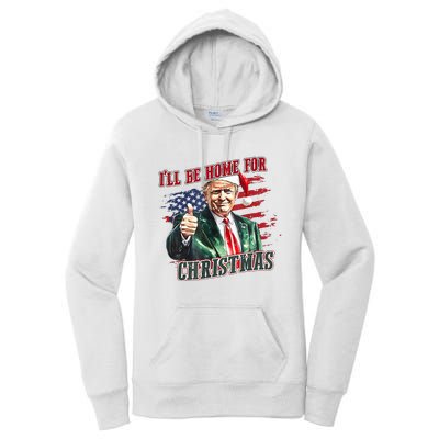 ILl Be Home For Christmas Funny Santa Trump Xmas Pajamas Women's Pullover Hoodie