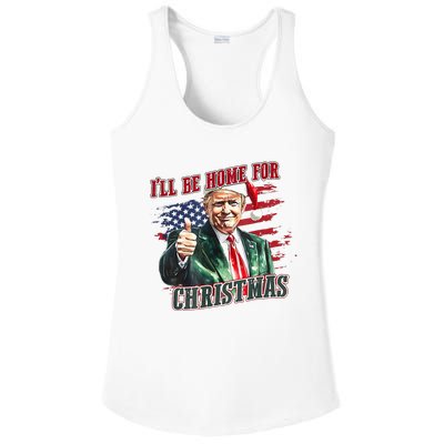 ILl Be Home For Christmas Funny Santa Trump Xmas Pajamas Ladies PosiCharge Competitor Racerback Tank