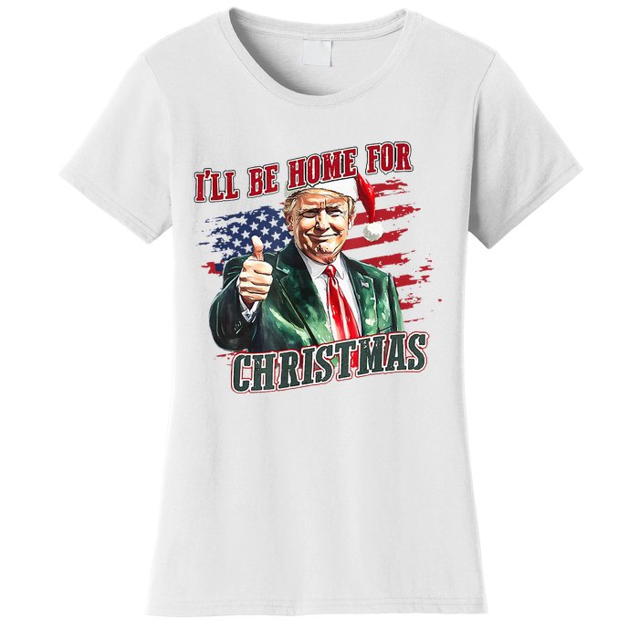 ILl Be Home For Christmas Funny Santa Trump Xmas Pajamas Women's T-Shirt