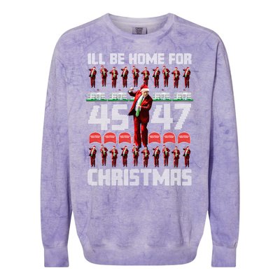 ILl Be Home For Christmas Donald Trump 4547 Maga Trump Dance Ugly Christmas Colorblast Crewneck Sweatshirt