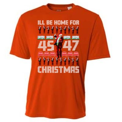 ILl Be Home For Christmas Donald Trump 4547 Maga Trump Dance Ugly Christmas Cooling Performance Crew T-Shirt