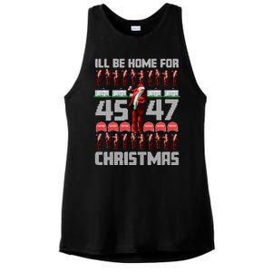 ILl Be Home For Christmas Donald Trump 4547 Maga Trump Dance Ugly Christmas Ladies PosiCharge Tri-Blend Wicking Tank