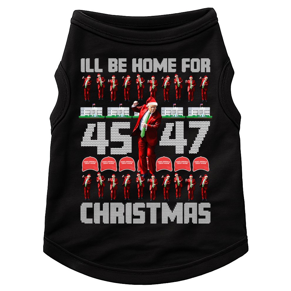 ILl Be Home For Christmas Donald Trump 4547 Maga Trump Dance Ugly Christmas Doggie Tank