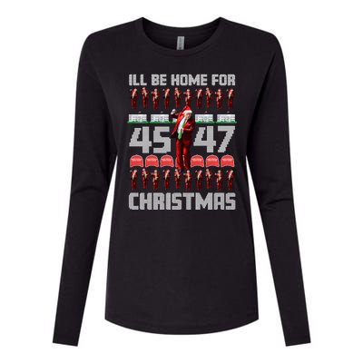 ILl Be Home For Christmas Donald Trump 4547 Maga Trump Dance Ugly Christmas Womens Cotton Relaxed Long Sleeve T-Shirt