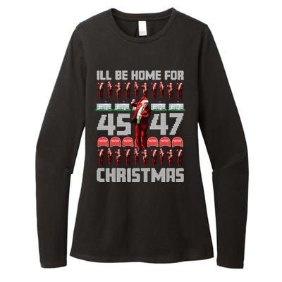 ILl Be Home For Christmas Donald Trump 4547 Maga Trump Dance Ugly Christmas Womens CVC Long Sleeve Shirt