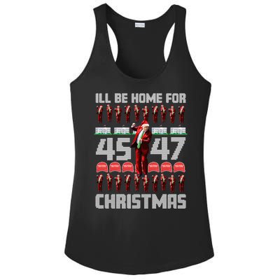 ILl Be Home For Christmas Donald Trump 4547 Maga Trump Dance Ugly Christmas Ladies PosiCharge Competitor Racerback Tank