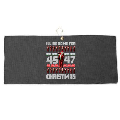 ILl Be Home For Christmas Donald Trump 4547 Maga Trump Dance Ugly Christmas Large Microfiber Waffle Golf Towel