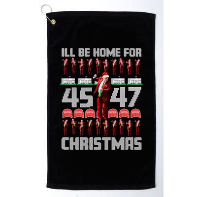 ILl Be Home For Christmas Donald Trump 4547 Maga Trump Dance Ugly Christmas Platinum Collection Golf Towel