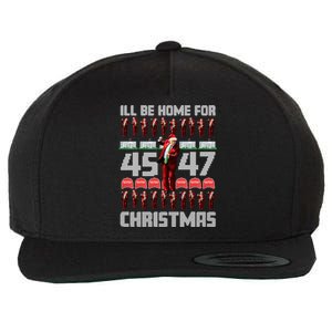 ILl Be Home For Christmas Donald Trump 4547 Maga Trump Dance Ugly Christmas Wool Snapback Cap