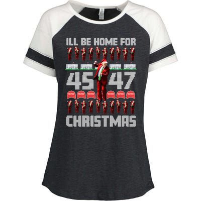 ILl Be Home For Christmas Donald Trump 4547 Maga Trump Dance Ugly Christmas Enza Ladies Jersey Colorblock Tee