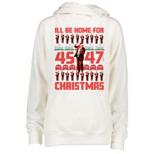 ILl Be Home For Christmas Donald Trump 4547 Maga Trump Dance Ugly Christmas Womens Funnel Neck Pullover Hood