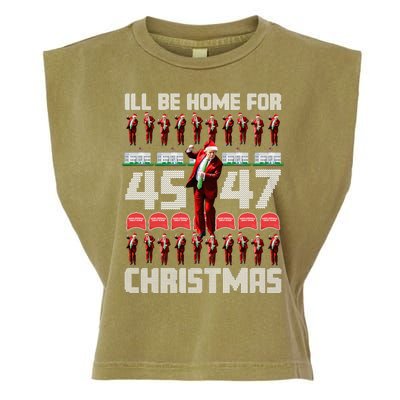 ILl Be Home For Christmas Donald Trump 4547 Maga Trump Dance Ugly Christmas Garment-Dyed Women's Muscle Tee