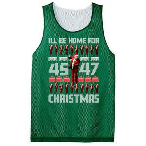 ILl Be Home For Christmas Donald Trump 4547 Maga Trump Dance Ugly Christmas Mesh Reversible Basketball Jersey Tank