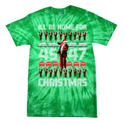 ILl Be Home For Christmas Donald Trump 4547 Maga Trump Dance Ugly Christmas Tie-Dye T-Shirt