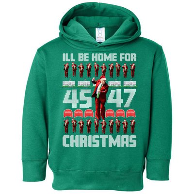 ILl Be Home For Christmas Donald Trump 4547 Maga Trump Dance Ugly Christmas Toddler Hoodie