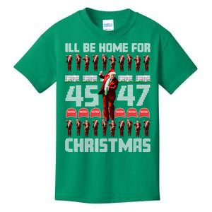 ILl Be Home For Christmas Donald Trump 4547 Maga Trump Dance Ugly Christmas Kids T-Shirt