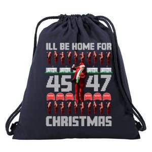 ILl Be Home For Christmas Donald Trump 4547 Maga Trump Dance Ugly Christmas Drawstring Bag