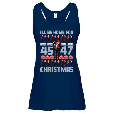 ILl Be Home For Christmas Donald Trump 4547 Maga Trump Dance Ugly Christmas Ladies Essential Flowy Tank