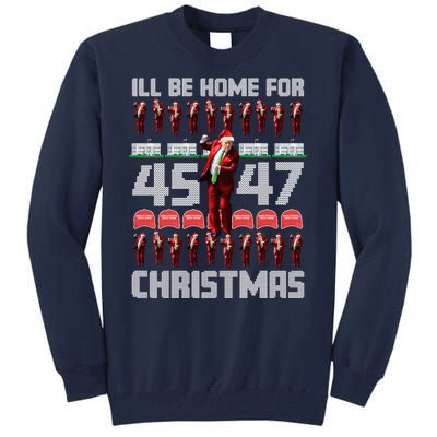 ILl Be Home For Christmas Donald Trump 4547 Maga Trump Dance Ugly Christmas Tall Sweatshirt