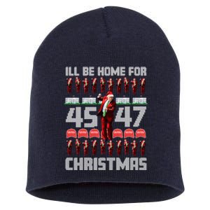 ILl Be Home For Christmas Donald Trump 4547 Maga Trump Dance Ugly Christmas Short Acrylic Beanie