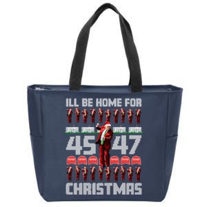 ILl Be Home For Christmas Donald Trump 4547 Maga Trump Dance Ugly Christmas Zip Tote Bag