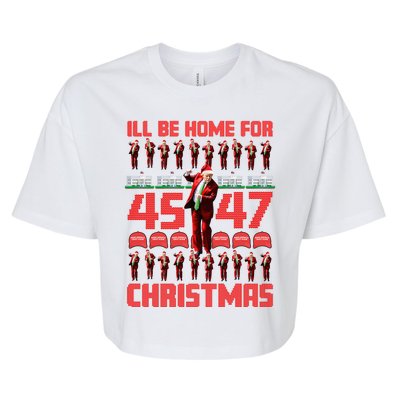 ILl Be Home For Christmas Donald Trump 4547 Maga Trump Dance Ugly Christmas Bella+Canvas Jersey Crop Tee