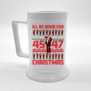 ILl Be Home For Christmas Donald Trump 4547 Maga Trump Dance Ugly Christmas Beer Stein