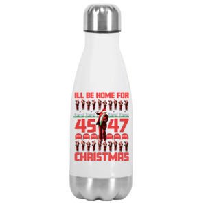 ILl Be Home For Christmas Donald Trump 4547 Maga Trump Dance Ugly Christmas Stainless Steel Insulated Water Bottle