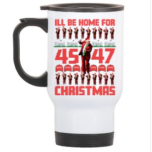 ILl Be Home For Christmas Donald Trump 4547 Maga Trump Dance Ugly Christmas Stainless Steel Travel Mug