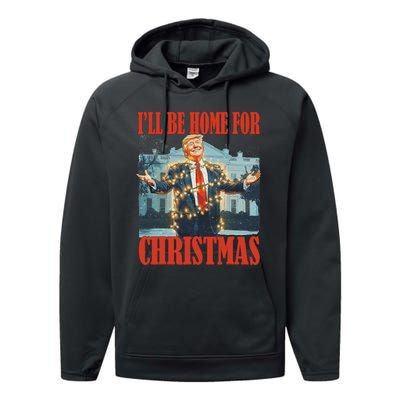 ILl Be Home For Christmas Santa Funny Trump Xmas Pajamas Performance Fleece Hoodie