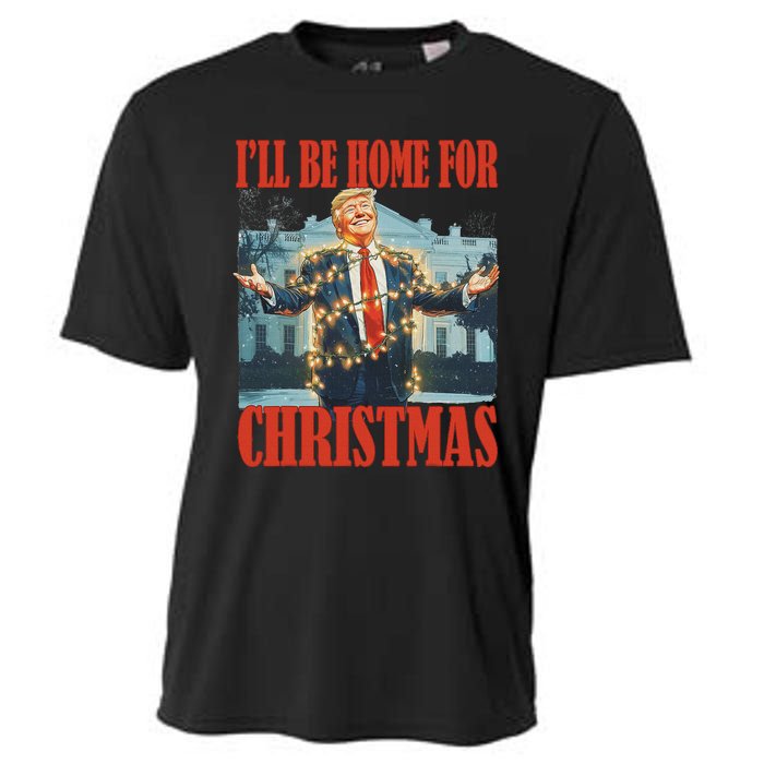 ILl Be Home For Christmas Santa Funny Trump Xmas Pajamas Cooling Performance Crew T-Shirt