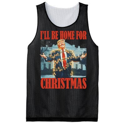 ILl Be Home For Christmas Santa Funny Trump Xmas Pajamas Mesh Reversible Basketball Jersey Tank