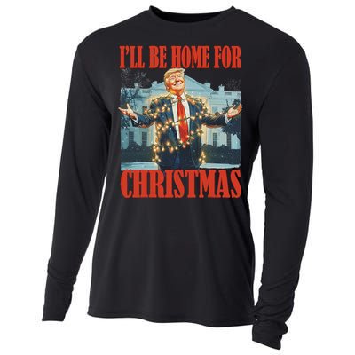 ILl Be Home For Christmas Santa Funny Trump Xmas Pajamas Cooling Performance Long Sleeve Crew