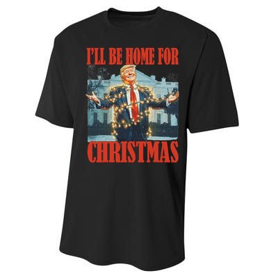 ILl Be Home For Christmas Santa Funny Trump Xmas Pajamas Performance Sprint T-Shirt